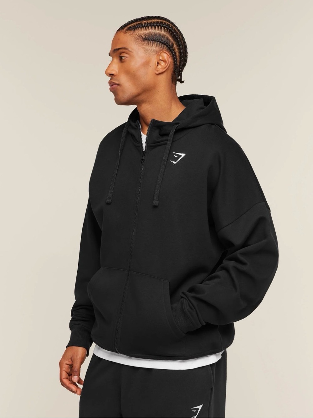 Gymshark Men’s Crest Oversized Zip-Up Hoodie- Size L